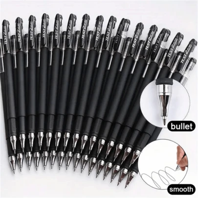 15pcs Black Matte Gel Ink Pen Set, 0.5mm Ultra-Fine Pen Tip Smooth Writing Ball Pen, Dirt Proof, With Office And School Supplies Pocket Clip, Signature Pen, Office Supplies, Pens, Pilot Pens, Office Equipment, Office Supplies Set, School Pens, Pens, School Supplies, School Supplies Set, Pens, Pens, School Supplies Set