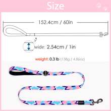 Furmylove Dog Leash, Pet Training Lead, Lightweight Soft Grip Handle, Metal Clasp, Non-Pulling Anti-Shock Nylon Dog Leash For Medium & Large Dogs, Outdoor Activities, Fashionable Abstract Printed Pattern, 60in/150cm