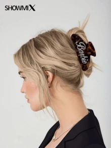 Handmade Rhinestone-Encrusted Classic Customized Logo/Name Acrylic Hair Clip, Fashionable Hair Accessory, Versatile Personalized Gift,Delicate Romance, Urban Chill,Vacay Vibe Au