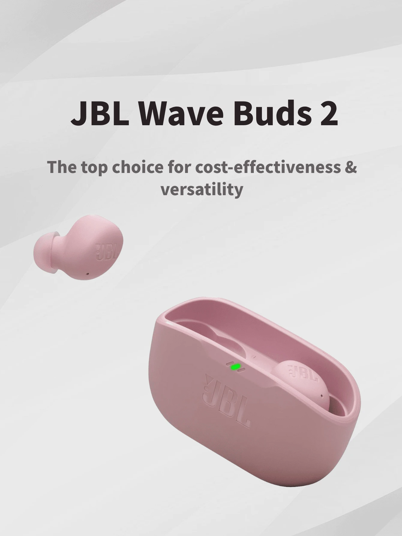 Wave Buds 2 - True Wireless Earbuds, Smart Ambient Sound, Voice Awareness, Total Playtime Up To 32 Hours, Supports Fast Charging, Waterproof And Dustproof, JBL Deep Bass - (Pink) Upgraded Version! - Pink - View 1