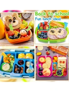 28pcs Dinnerware Set, Includes Food Sticks, Mini Condiments, Dessert Forks, Silicone Cupcake Liners, Food Cones, Ketchup Squeeze Bottle, Mini Funnel Sauce Containers, Cute Cartoon Cutlery Set, Kitchen Supplies - Multicolor - View 6