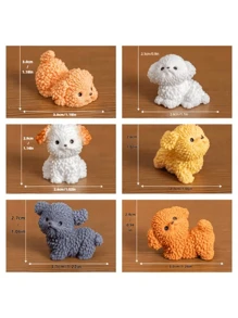 6pcs/10pcs Mini Bichon Puppy Figurines - Resin Micro Statues - Suitable For Creative Decor - Collectible Dolls - Garden & Home Furniture Ornaments
