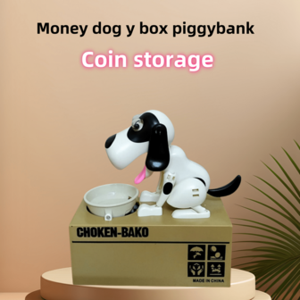 Salvadanaio a forma di cane che "mangia" i soldi, cane elettronico cartoonesco che inghiotte monete, statuina di cucciolo amante del denaro, salvadanaio a forma di cane che "consuma" le monete, regalo per feste di compleanno, decorazione antistress