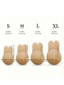 2pcs Reusable Rabbit Ear Nipple Cover Lifting Silicone Invisible Sticky Bra Pad For Sports Push-Up Plank Workout - Multicolor - View 4