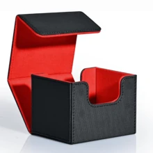 高级交易卡收纳盒兼容 MTG 卡，横向皮革卡夹可容纳超过 100 张 TCG 卡，磁性卡盒适用于《魔法：聚会指挥官》 - 彩色 - 查看 9