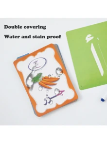 1 块木制可擦除拼写板，儿童早教学习拼图玩具，重复书写儿童字母学习卡，男孩女孩礼物 - 彩色 - 查看 10