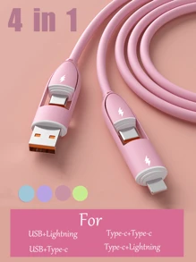 Cavo di ricarica 4 in 1 da 66W, caricatore , cavo di ricarica in silicone, compatibilità universale con dispositivi /Android/Type-C e Micro USB, ricarica portatile compatibile con , cavo di ricarica compatibile con 16/15/14/13/12/11, S24/S23/S22/S21, Vivo, universale, compatibile con 16, 16 Pro Max, 15, 15 Plus, 15 Pro, 15 Pro Max, compatibile con Redmi, compatibile con OnePlus Type C, Lightning