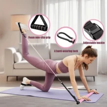 14 件臀部训练器瑜伽普拉提拉推杆、腿部阻力带、臀部训练器、瑜伽棒瑜伽绳，适用于家庭健身、室内锻炼、健身房锻炼、出汗、健康、健身器材、普拉提塑身机、普拉提套装，优质，母亲节、生日、圣诞节礼物 - 彩色 - 查看 7