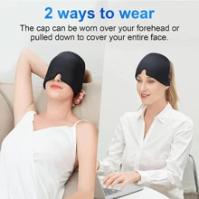 Gorro para aliviar la migraña, gorro con gorro refrigerante para dolores de cabeza, máscara con compresa fría de gel para la cara, producto de envoltura de cabeza refrescante para tensión, estrés y resaca