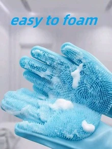 1 Pair Of Pet Beauty Cleaning Gloves Dog Cat Bath Shampoo Glove Scrubber Magic Dish Washing Cleaner Sponge Silicon Hair Removal Gloves