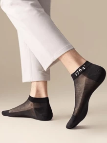 1/5 Pares de Meias Sólidas Respiráveis e Finas de Malha para Tornozelo Masculinas, Adequadas para Primavera e Verão