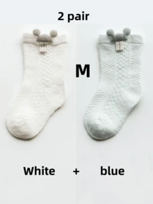 2 Pairs Baby Thin Summer Seamless Mid-Calf Socks, Cute & Adorable - Multicolor - View 14