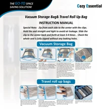 6pcs/8pcs Thick Clear Blue Edged Vacuum Compression Storage Bags For Quilt, Clothes, Travel