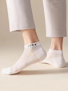 1/5 Pares de Meias Sólidas Respiráveis e Finas de Malha para Tornozelo Masculinas, Adequadas para Primavera e Verão