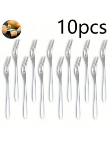 10 buc, furculițe pentru fructe, furculițe din oțel inoxidabil, furculițe pentru fructe din oțel inoxidabil, furculiță pentru desert, furculițe simple pentru fructe, furculiță modernă pentru tort, furculiță decorativă pentru salată, furculiță reutilizabilă pentru fructe, rechizite de bucătărie, rechizite școlare