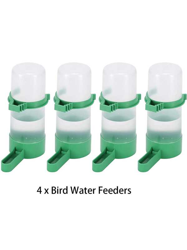 Conjunto de 4 piezas: Comedero de pájaros, Bebedero automático para loros, Dispensador de alimento para pájaros, Accesorios para jaula de pájaros para periquitos