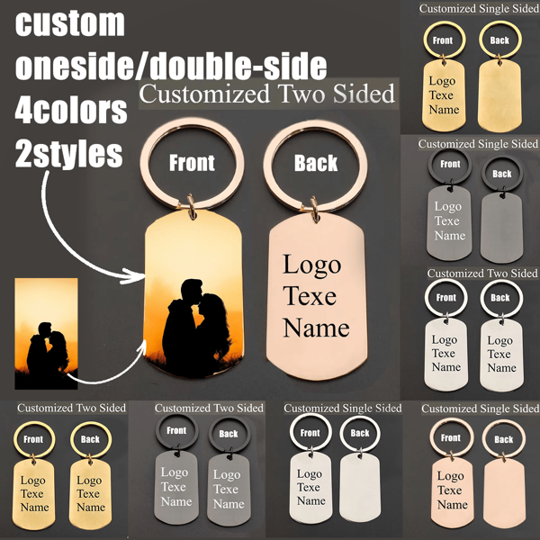 Llavero personalizado con logo y nombre grabado por láser en acero inoxidable, colgante con llavero para motocicleta y coche, regalo unisex