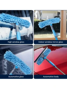 二合一高层窗户清洁套装，含 10 根延长杆，适用于高层玻璃擦拭和刮擦，可重复使用超细纤维垫，无需电源，可机洗，是理想的母亲节礼物