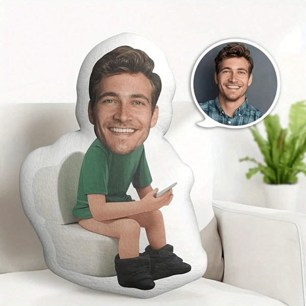 Oreiller façonné original personnalisé - Coussin humanoïde unique avec visage personnalisé, fibre de polyester, mélange de couleurs tricotées - Cadeau idéal pour couple, oreiller décoratif, parfait pour offrir à des amis, à la famille et aux amoureux. Oreiller façonné original personnalisé, multifonctionnel, réutilisable, ornemental, exquis, élégant, adorable, coloré, mignon, personnalisé, idéal pour elle, idéal pour lui, pour les anniversaires, pour les fêtes