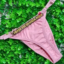 Personalized Panties Sexy Thong With Phrase Name Gold Letters Women's Lingerie Panties Immediate Shipping Romantic-French Funny Mesh Fabric Cool Breathable Elastic Simple Letter Panties Mid-Rise Boyfriend Gift - 乾枯玫瑰色 - 查看 1