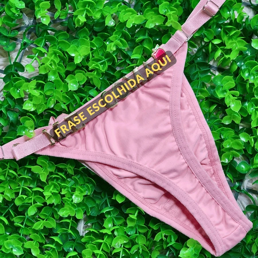 Personalized Panties Sexy Thong With Phrase Name Gold Letters Women's Lingerie Panties Immediate Shipping Romantic-French Funny Mesh Fabric Cool Breathable Elastic Simple Letter Panties Mid-Rise Boyfriend Gift - 乾枯玫瑰色 - 查看 1