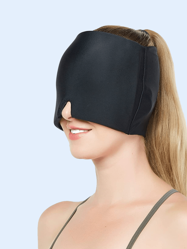 Bonnet anti-migraine, bonnet rafraîchissant avec pack de glace, double thérapie pour soulager les migraines et la fièvre, soin du cuir chevelu digne d'un spa, masque de sommeil doux et confortable, 3 couleurs disponibles : noir, gris, rose, s'adapte au visage, pour la maison et l'extérieur, convient à tous les âges.