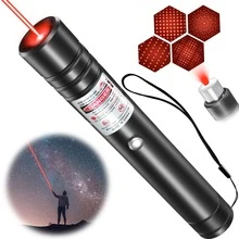 1pc Long-Range Flashlight Laser Pointer, Rechargeable USB Laser Pen Cat Toy, Adjustable Focus With Star Cap, Aluminum Alloy Body, Variety Of Star Pattern Designs, Suitable For Guidance, Engineering, Playing With Pets, Outdoor Camping And More