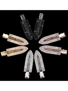 8个/4个无痕发夹，镶钻防弯折扁平造型夹，闪亮金属卷发夹，刘海无痕造型夹，化妆发夹，女士女孩美发工具，银色、金色、黑色，发饰，发夹爪夹，学习用品，头部饰品 - 彩色 - 查看 4