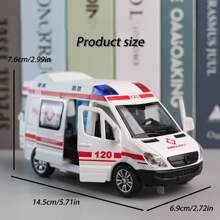 1 pièce Voiture jouet de simulation de camion de pompiers, ambulance, voiture de police SWAT, voiture de livraison avec sons et lumières, qui peuvent s'ouvrir avec des bruits de porte pour les enfants. Modèle de voiture à inertie, jouet pour la rentrée scolaire.