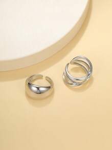 14pcs/2 Sets Fashion Minimalist Elegant Vintage Asymmetrical Geometric Liquid Thick Chunky Statement Cocktail Rings Set, Gift For Holiday Beach Party Date Everyday Wear