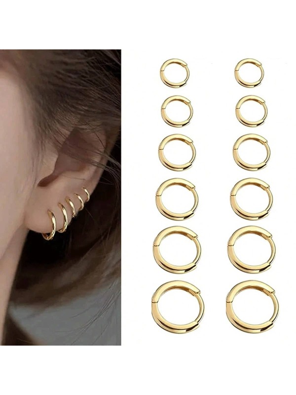 6PCS/Set 8mm/10mm/12mm/14mm/16mm/18mm Round Circle Stainless Steel Small Hoop Earrings For Women Men Cartilage Ear Piercing Jewelry Pendant