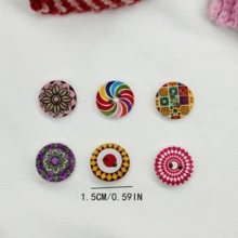 50/100Pcs DIY Handmade Set Buttons, Clothing Accessories Buttons, Sweater Cardigan Clothes Buttons, Round Buttons, Cartoon Mixed Color Small Buttons, Pattern And Color Randomly Sent - Multicolor - View 11