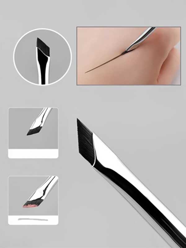 1/2pcs Ultra-Thin Diagonal Eyeliner Brush Set - Diagonal Eyeliner Eyebrow Brush, Sickle Ultra-Thin Diagonal Flat Angle, Suitable For Silkworm Eyebrow Details Eye Makeup Beauty Makeup Tools