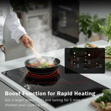 30 Inch Induction Cooktop - 4 Burner Built-In Electric Stove With Bridge-SYNC, Booster, Timer & Double Lock | 9000W 220-240V Hardwired, Black Glass Top - Black - View 6