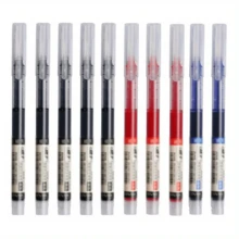 10 Quick Drying Liquid Gel Ink Ballpoint Pens, Straight Cylinder Liquid Ballpoint Pens 0.5mm Black Blue Red Ink, Suitable For Schools, Offices And Writing Supplies