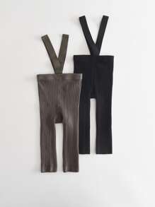 2 件纯色婴儿背带透气紧身裤，适合新生儿和幼儿 - 彩色 - 查看 29