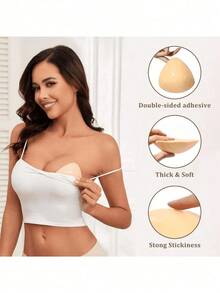 1双透气硅胶三角隆胸乳贴粘性文胸，加厚聚拢，双面拉丝胶，单色，隐形于衣服下