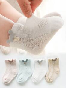 2 Pairs Baby Thin Summer Seamless Mid-Calf Socks, Cute & Adorable - Multicolor - View 2