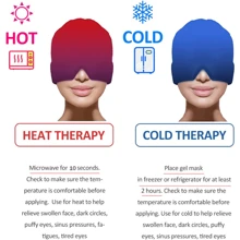 Gorro para aliviar la migraña, gorro con gorro refrigerante para dolores de cabeza, máscara con compresa fría de gel para la cara, producto de envoltura de cabeza refrescante para tensión, estrés y resaca