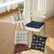 1 Stück Polyester Stuhlkissen, Stoff, geeignet für Garten, Esszimmer und Bürostühle, waschbares quadratisches Sitzkissen mit Bändern Sitzkissen Stuhlkissen Kissen für Gaming Stuhl