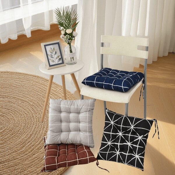 1 Stück Polyester Stuhlkissen, Stoff, geeignet für Garten, Esszimmer und Bürostühle, waschbares quadratisches Sitzkissen mit Bändern Sitzkissen Stuhlkissen Kissen für Gaming Stuhl
