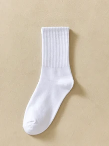 7 pares de calcetines casuales versátiles de mujer hasta la pantorrilla de color blanco para uso diario