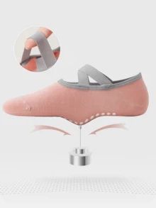 3/5 Paia di calzini da yoga multicolore, calzini sportivi antiscivolo con cinturini incrociati per pilates, balletto, danza e uso in palestra con suola in silicone, colore casuale - Multicolore - Visualizzare 8