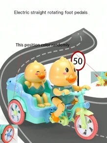 1 caja Juguetes electrónicos de bicicleta de tres ruedas con diseño de patito de dibujos animados, con música y luces, juguetes para bebés y niños, diseño de conejo