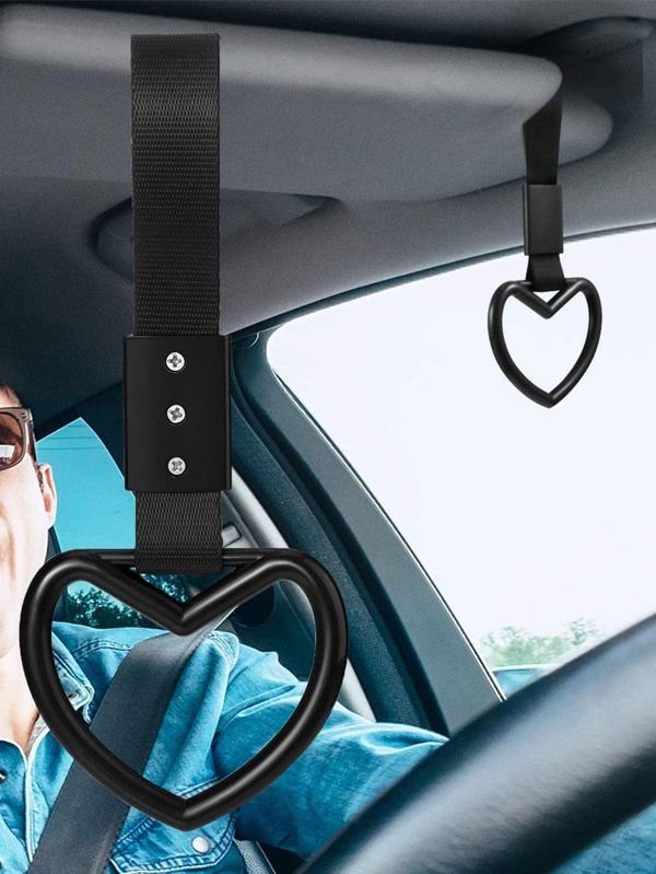 1Pc Car Handle Ring, Rings Heart Shaped Sakura Shaped Handle Hand Strap For Subway Train Bus, Car Exterior Accessories