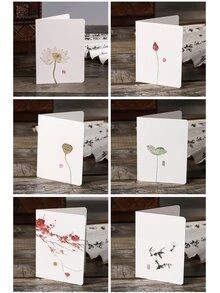 6-Piece Set,, 6 Envelopes, 6 Greeting Cards, (6 Stickers), Retro Ink Style Greeting Card Envelope Set, Ancient Style Thank You Card, Creative Birthday Handwritten Greeting Card, Party Invitation Letter - Multicolor - View 12