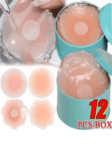 12pcs Reusable Silicone Nipple Covers With Adhesive Pads - Perfect For Invisible Bras And Pasties - Hand Washable(2/6/12pcs) - Multicolor - View 1