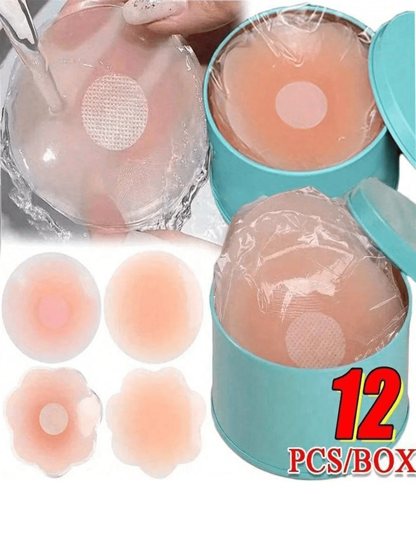 12pcs Reusable Silicone Nipple Covers With Adhesive Pads - Perfect For Invisible Bras And Pasties - Hand Washable(2/6/12pcs) - Multicolor - View 1