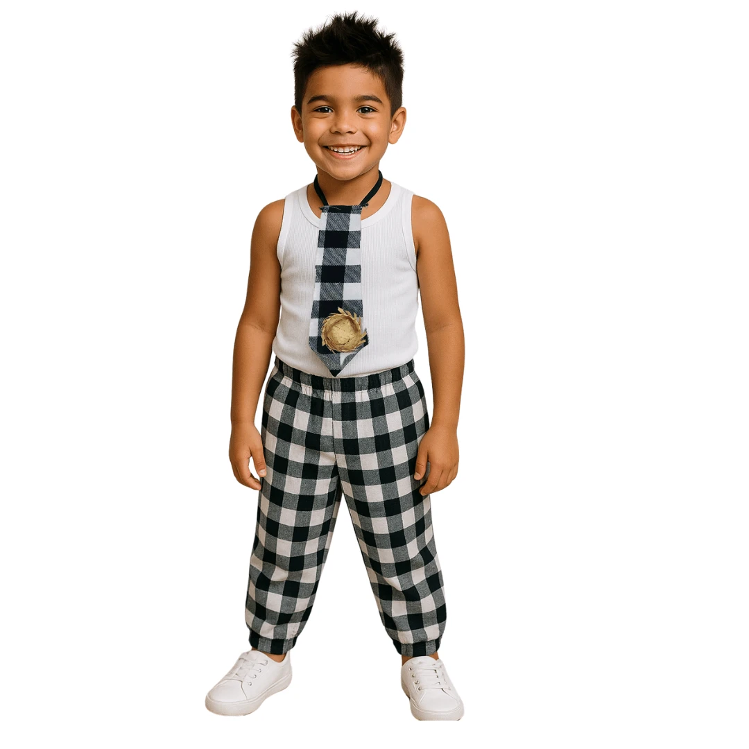 Children's Plaid Clothing For Boys Country Party Pants And Tie | June Party