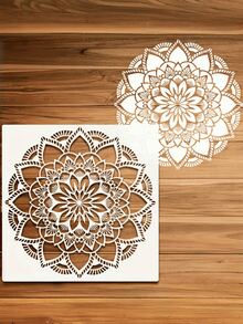 12-Inch Reusable Plastic Mandala Floral Design Template, For DIY Home Decor, Walls, Tiles, Furniture, Canvas, Flooring - Mandala - View 7
